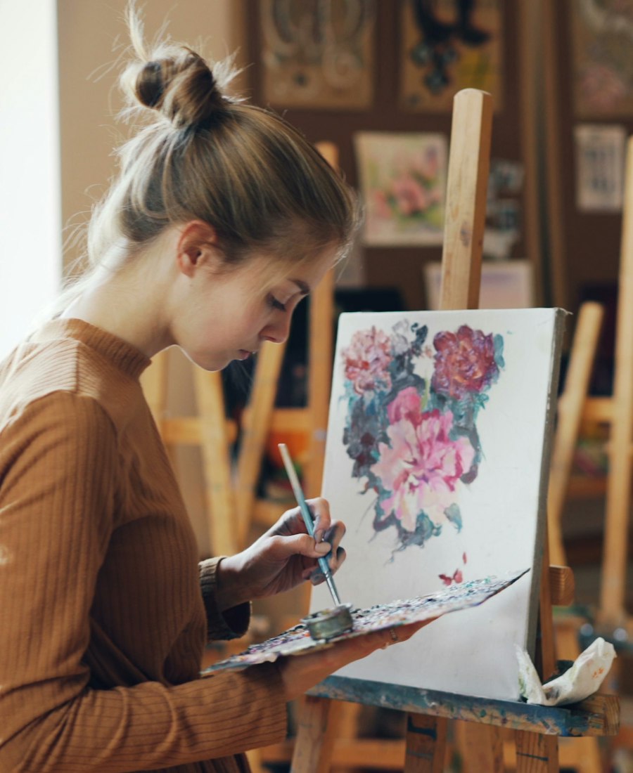 Portrait of the artist in her studio