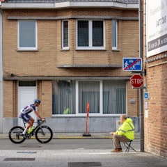 Cyclists at the start line of an organized cycling event