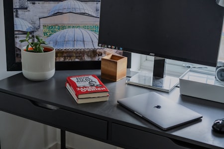 Clean office space with organized desk