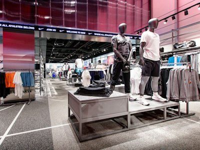 Teamwear dealer showroom with hockey jerseys on display
