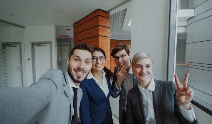 Corporate team collaborating