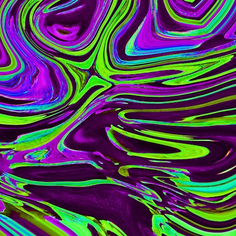 Neon album cover art with abstract shapes