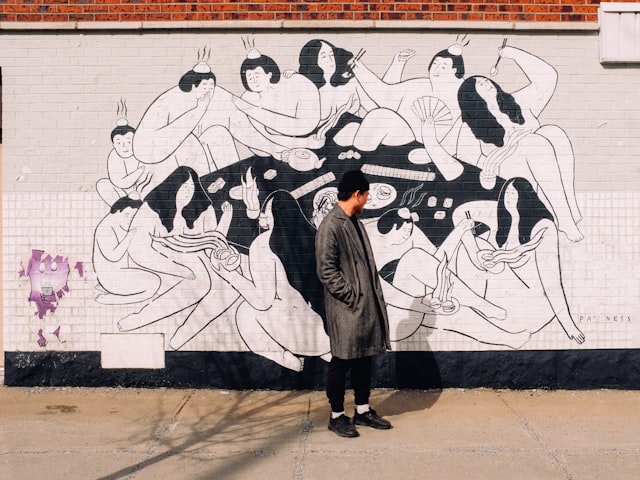 The same design printed directly onto a finished interior wall as a mural