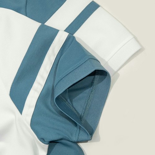 Lace-up collar and hem detail on a custom hockey jersey