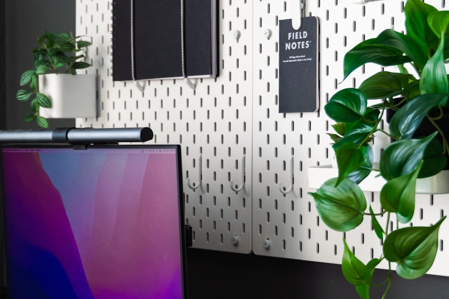 Minimal workspace with laptop