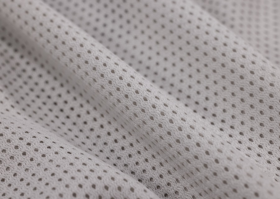 Macro of open mesh polyester fabric used for the standard hockey sock body