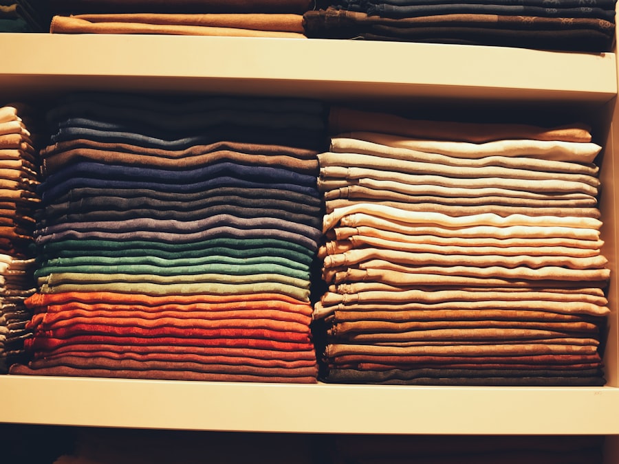 A full team set on one rack — one colorway across a roster of sizes, invented crest and two-digit numbers on every jersey