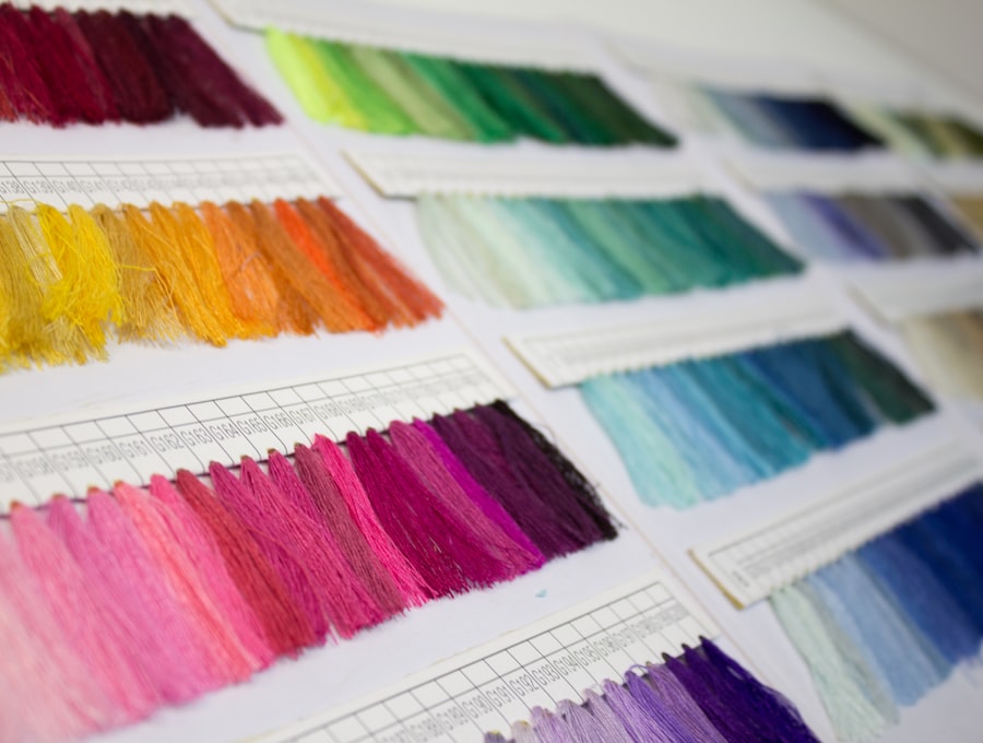 Fabric-weight swatch cards arranged on a table
