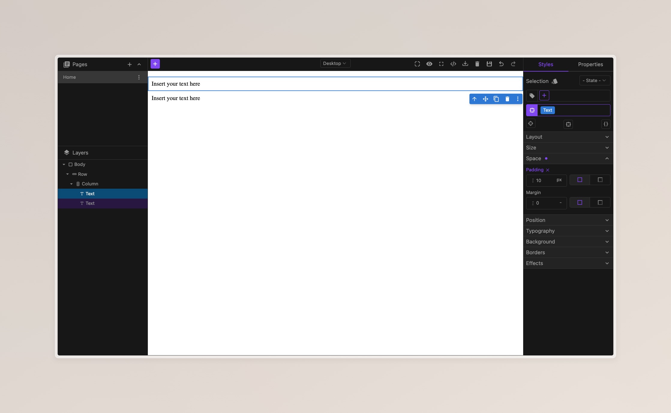 Default dark theme