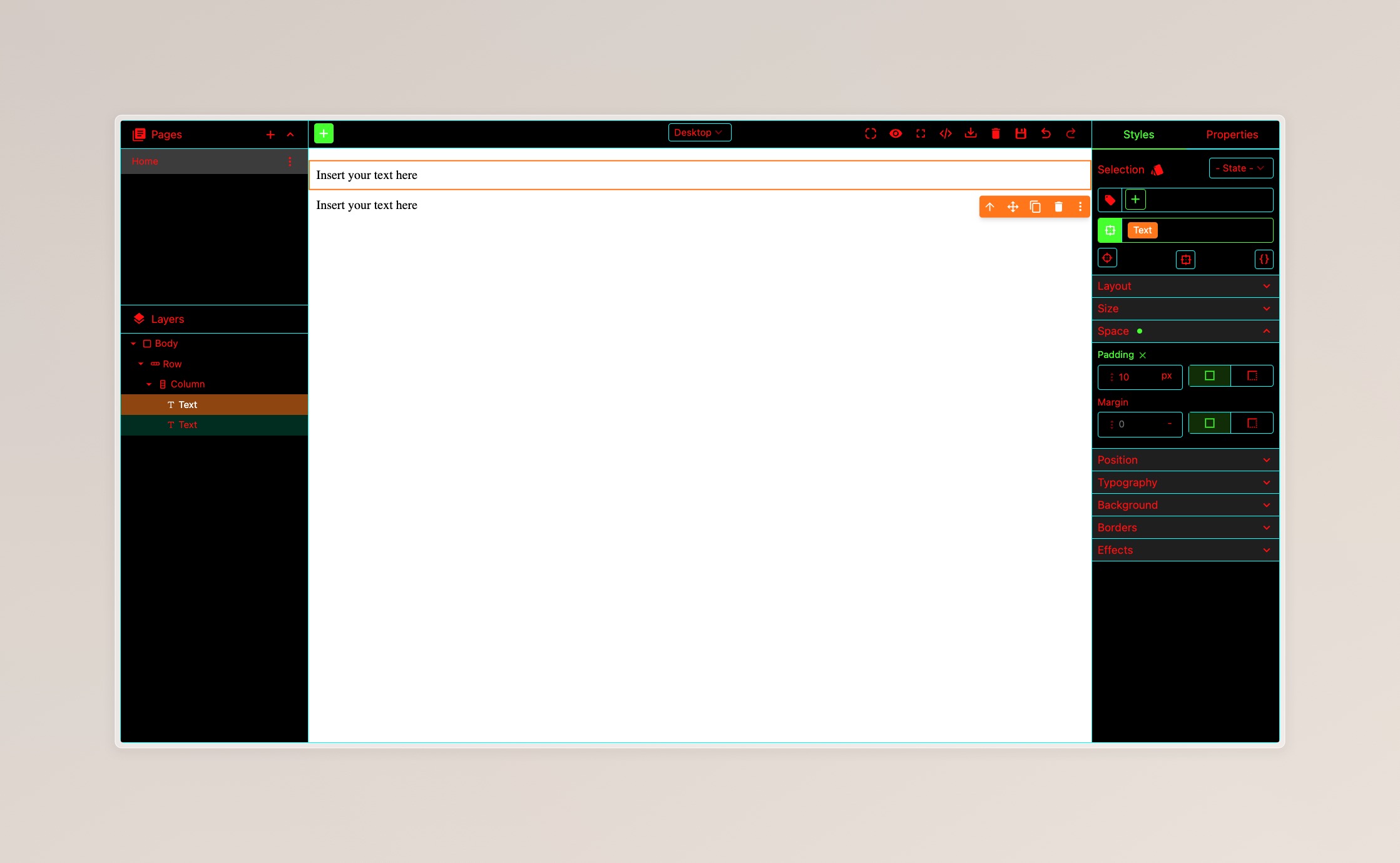 Custom dark theme