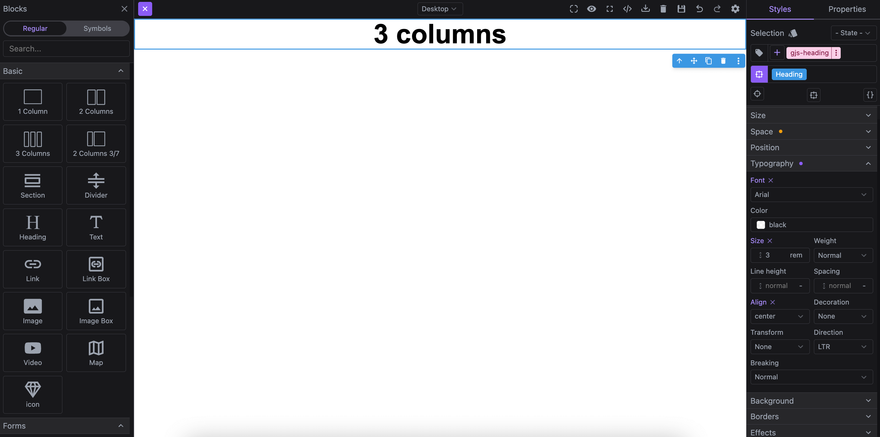 Layout example 3 columns